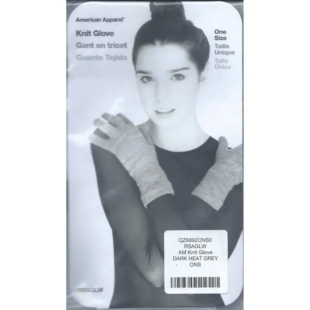 Grey Knit Gloves Women's One Size by American Apparel